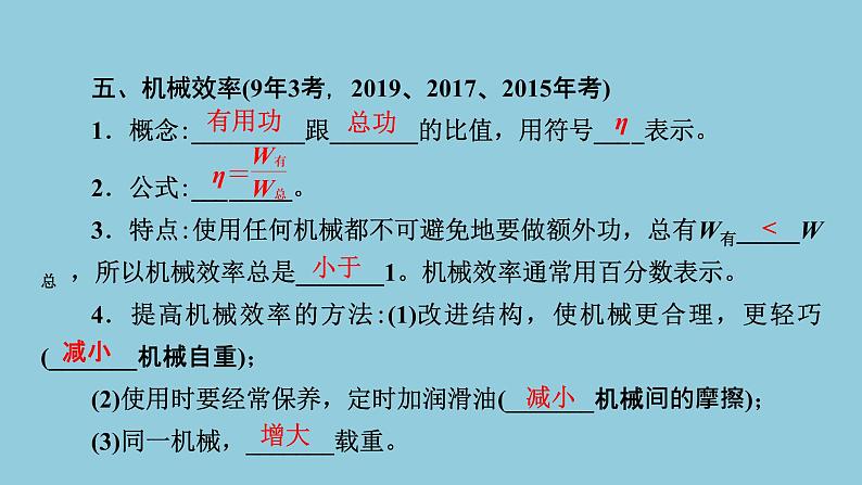 2021中考物理专题复习课件 第1部分 基础过关 第12课时 简单机械  机械效率课件08