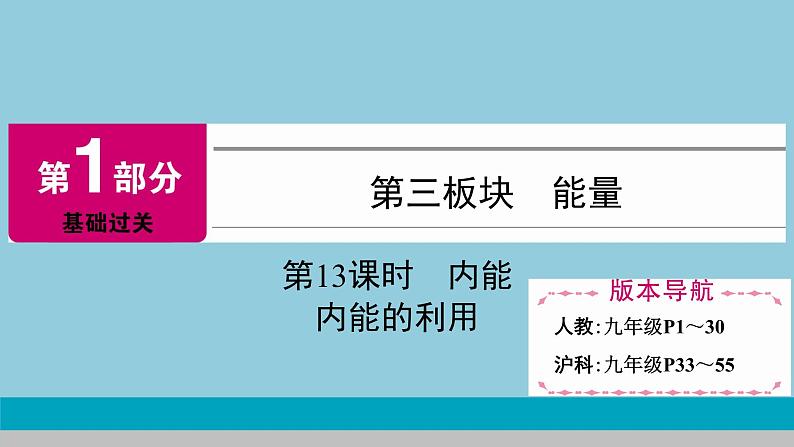 2021中考物理专题复习课件 第1部分 基础过关 第13课时 内能  内能的利用课件01