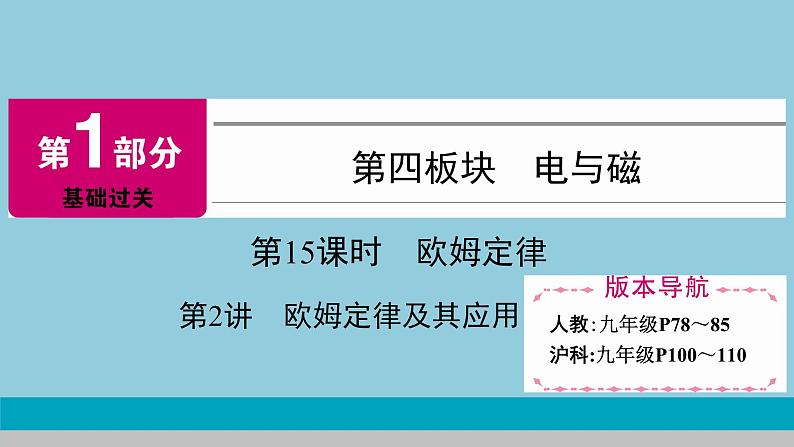 2021中考物理专题复习课件 第1部分 基础过关 第15课时 第2讲 欧姆定律及其应用 课件第1页