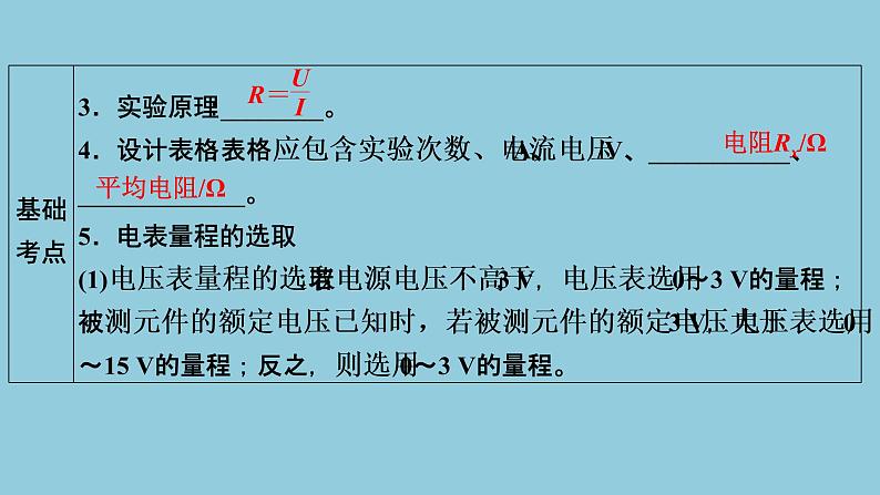 2021中考物理专题复习课件 第1部分 基础过关 第15课时 第3讲 电阻的测量 课件04