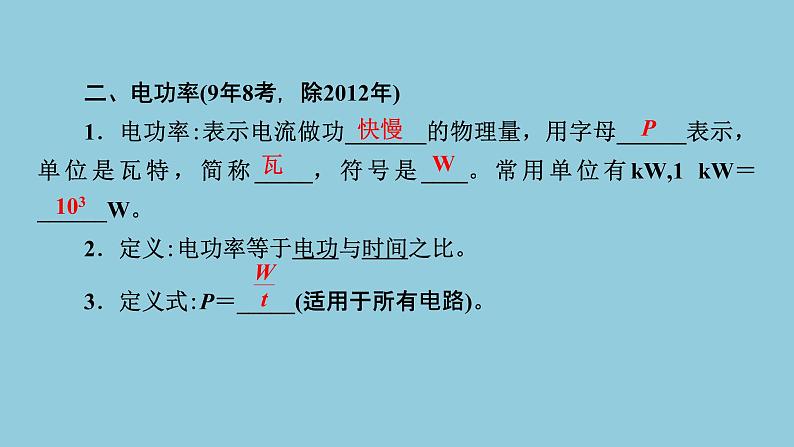 2021中考物理专题复习课件 第1部分 基础过关 第16课时 第1讲 电功 电功率 焦耳定律 课件06