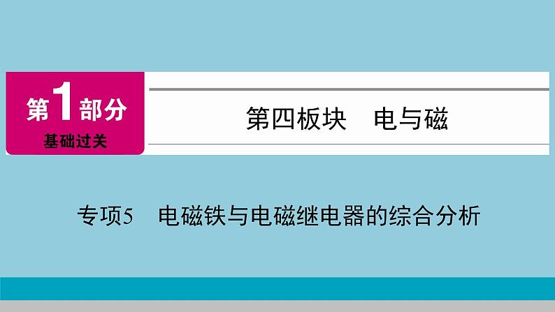 2021中考物理专题复习课件 第1部分 基础过关  专项5 电磁铁与电磁继电器的综合分析 课件01