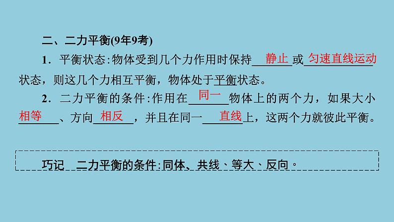 2021中考物理专题复习课件 第1部分 基础过关 第8课时  牛顿第一定律  二力平衡  摩擦力课件05