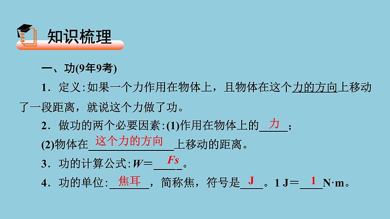 2021中考物理专题复习课件 第1部分 基础过关 第11课时 功和机械能课件02