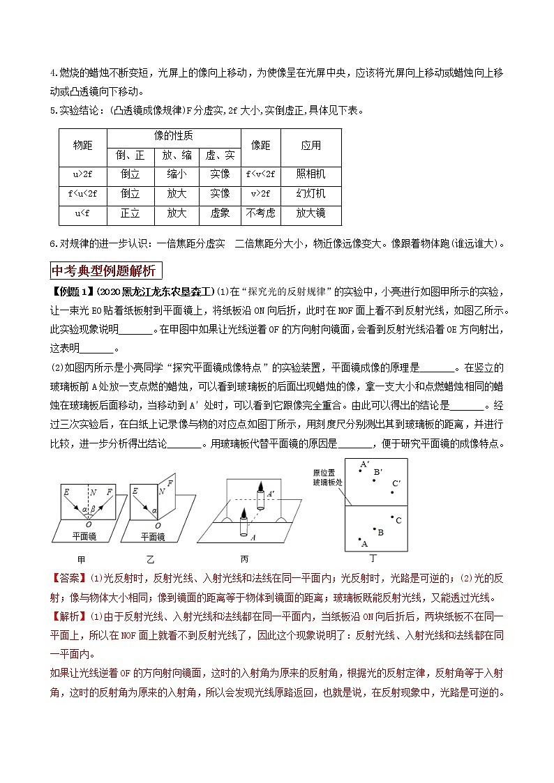 2021年中考物理三轮冲刺过关 专题05常考的光学四类重点实验解答策略（教师版含解析）03