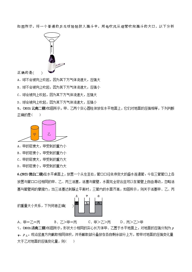2021年中考物理三轮冲刺过关 专题08 重要考点压强问题突破训练题（学生版）02