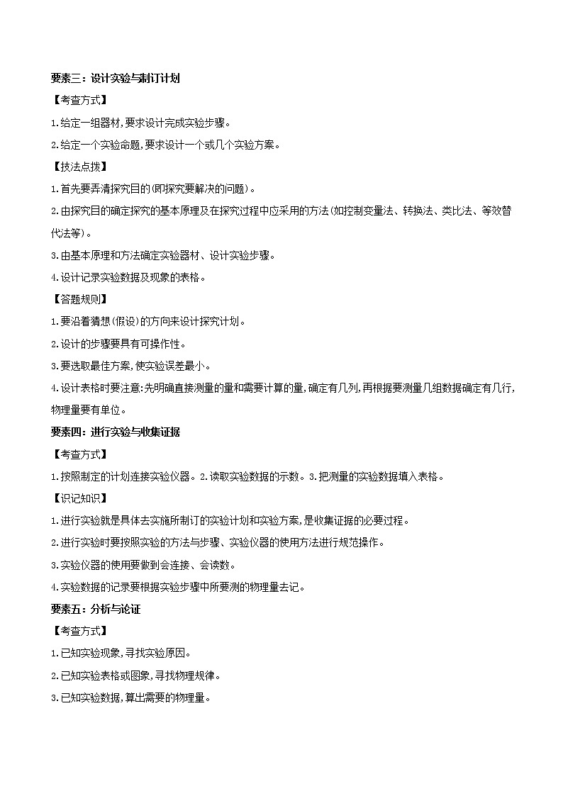 2021年中考物理三轮冲刺过关 专题21 考查科学探究七要素问题解题要领（学生版）02