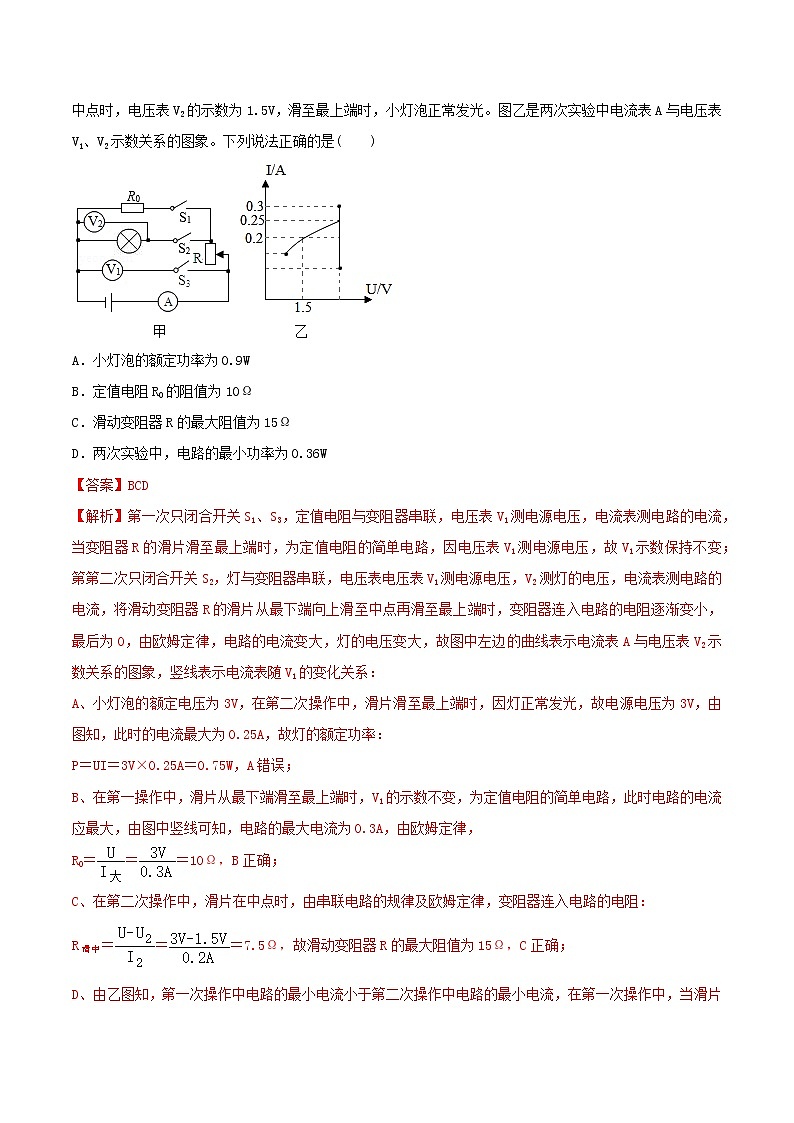 2021年中考物理三轮冲刺过关 专题29  电学量最值与取值范围难题对策（教师版含解析）03