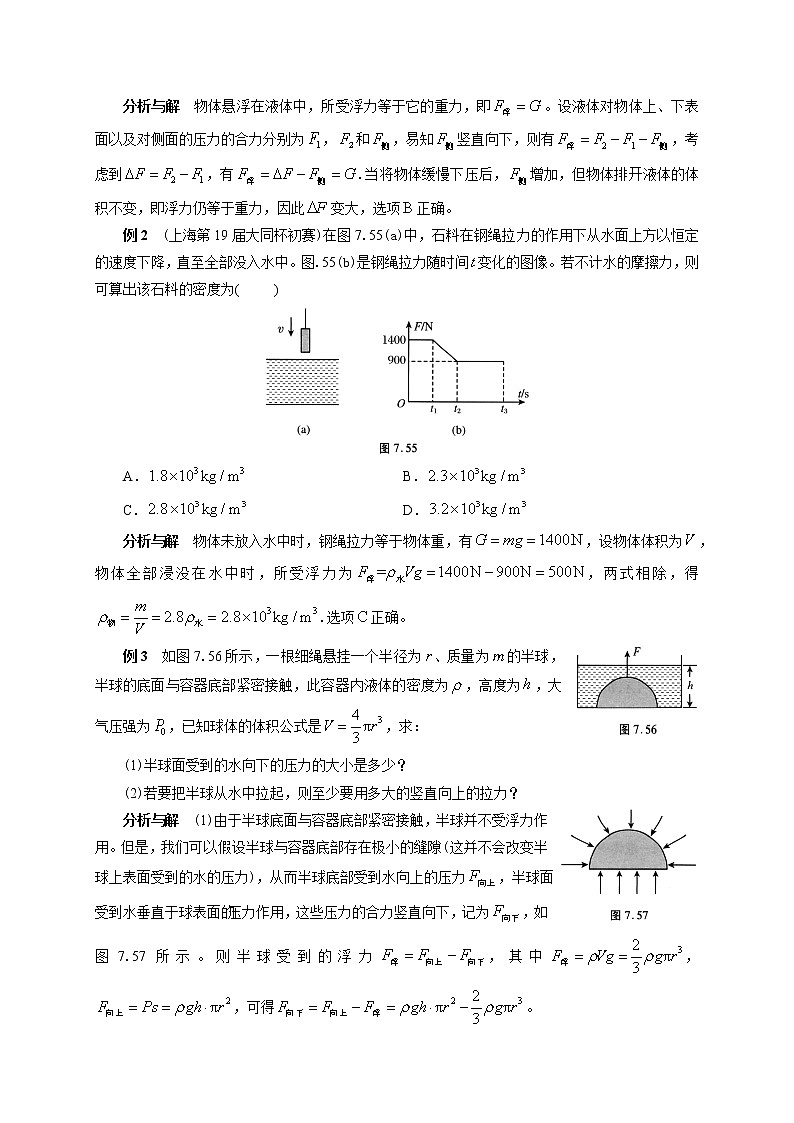 初中物理竞赛及自主招生大揭秘专题突破 第7章第4节  浮力（含答案）02