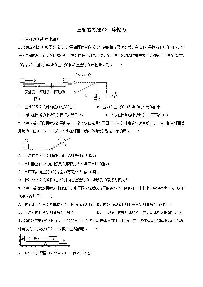 2021年中考物理压轴培优练《专题02摩擦力》学生版01