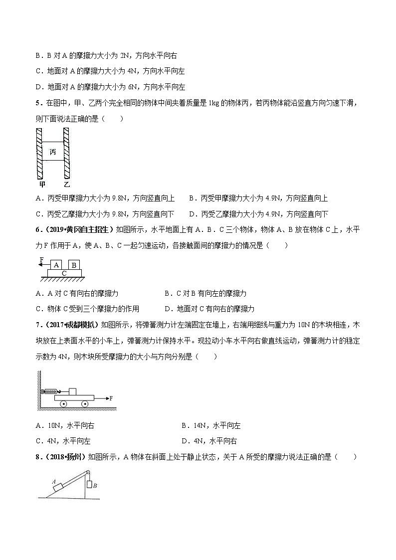2021年中考物理压轴培优练《专题02摩擦力》学生版02