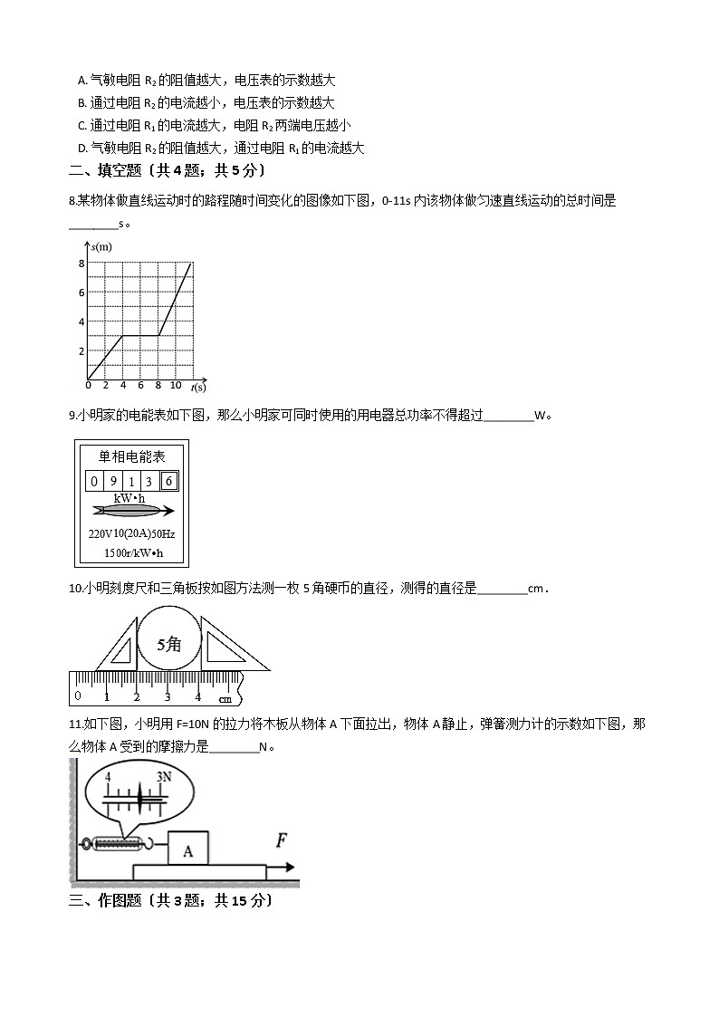 四川省资阳市2021年中考物理一模试卷第3页