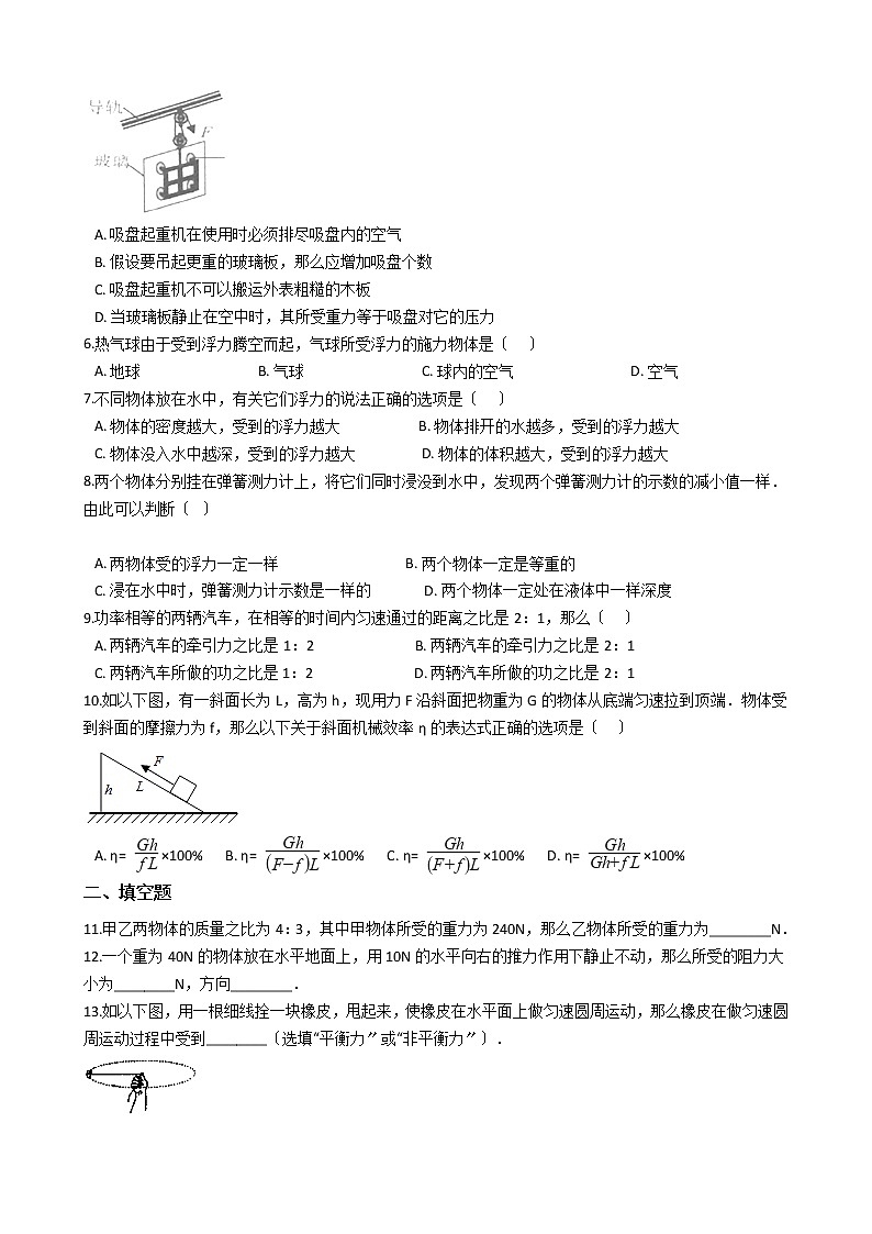 安徽省阜阳2021年八年级下学期期末物理试卷第2页