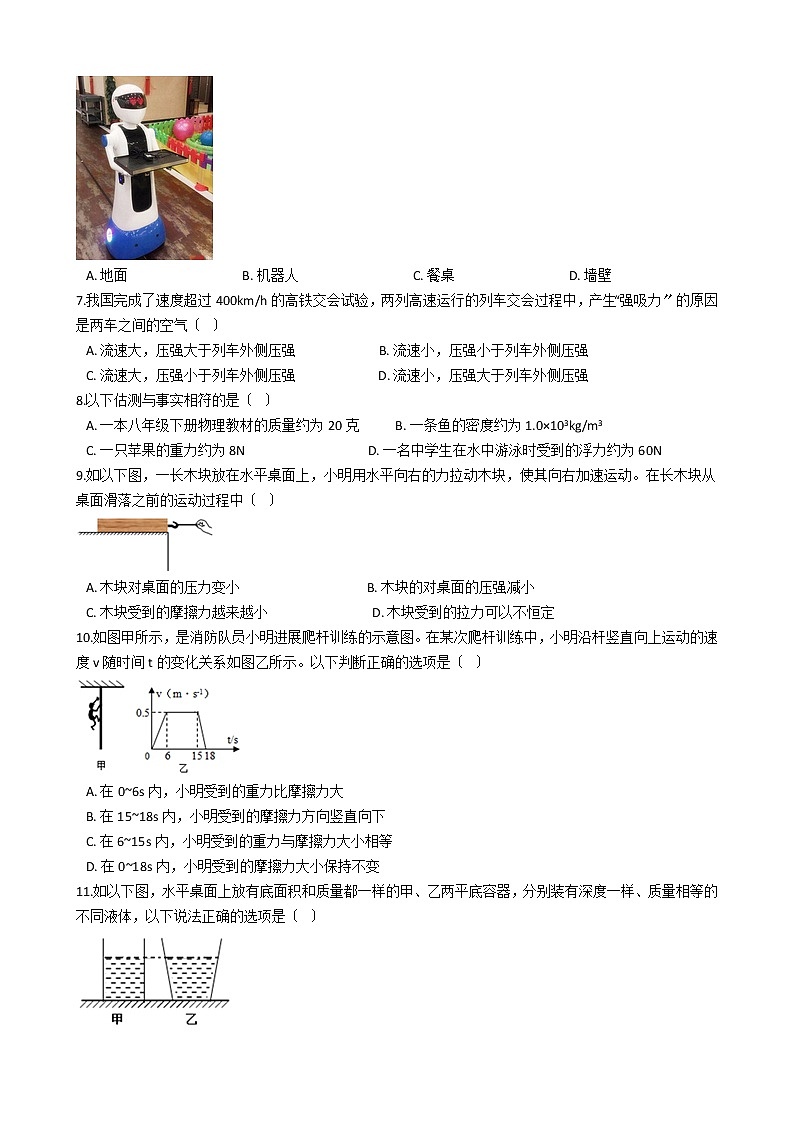 江苏省溧阳市2021年八年级下学期物理期末考试试卷02
