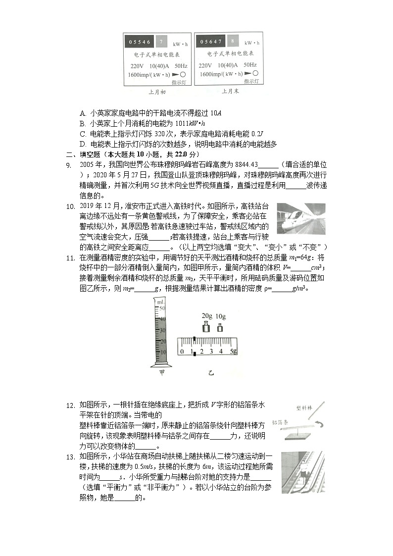 2020年江苏省淮安市中考物理试卷02