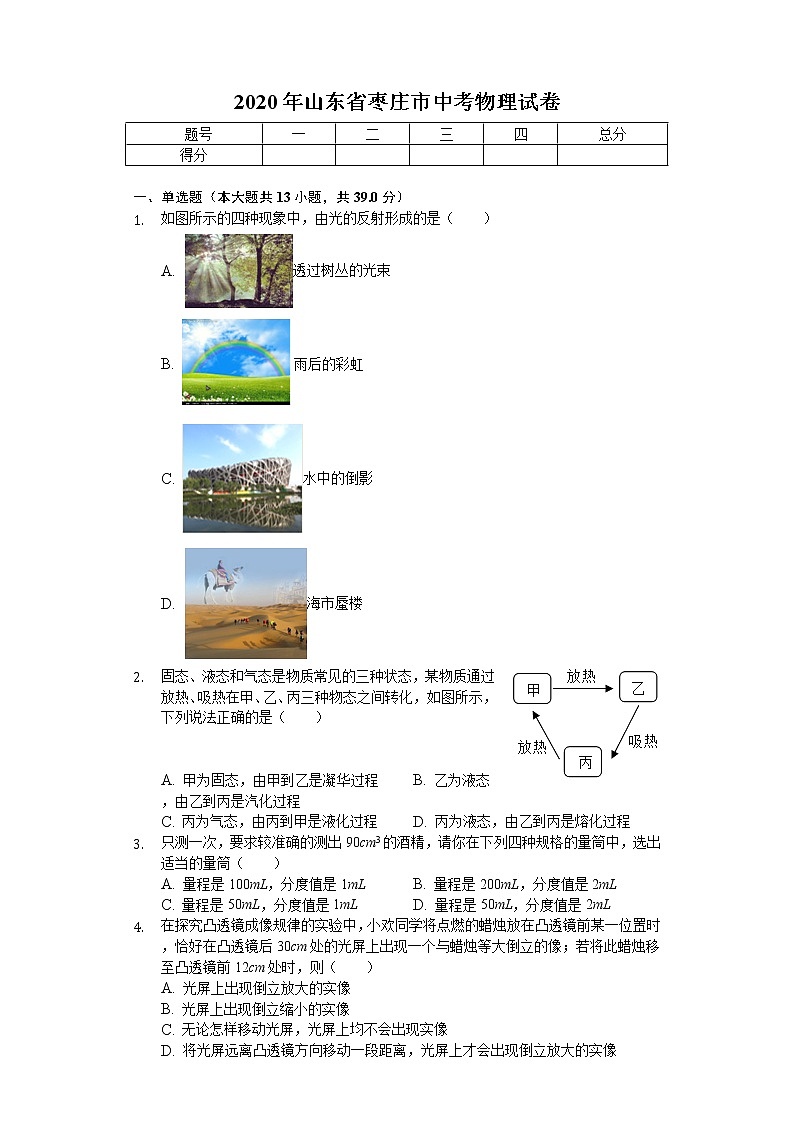 2020年山东省枣庄市中考物理试卷第1页