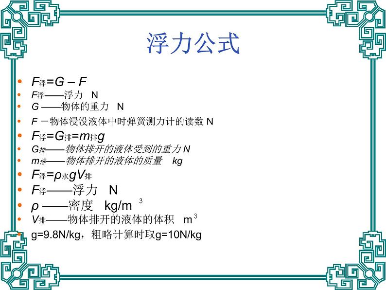 初中物理公式大全 课件07