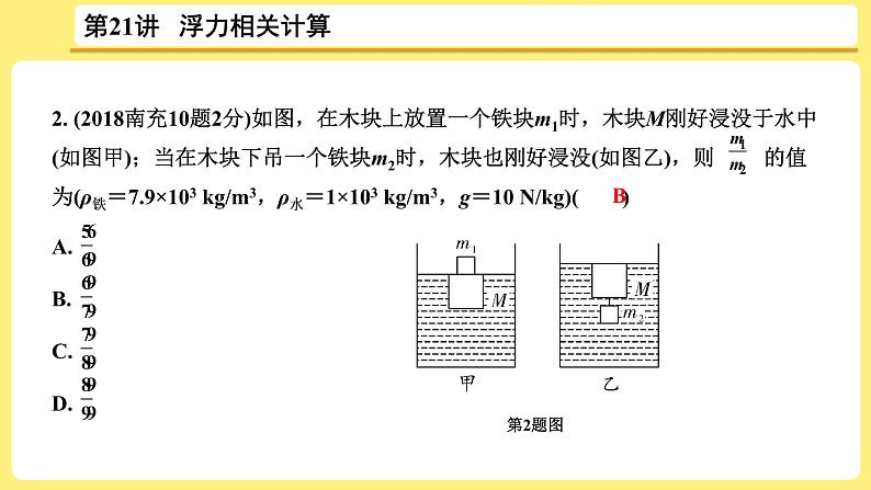 中考物理总复习：第21讲《 浮力相关计算》课件04