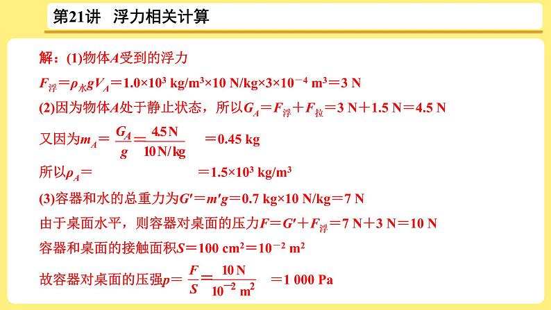 中考物理总复习：第21讲《 浮力相关计算》课件07