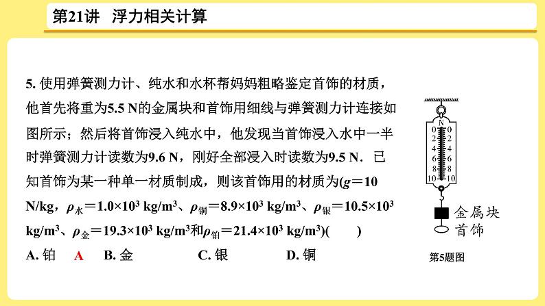 中考物理总复习：第21讲《 浮力相关计算》课件08