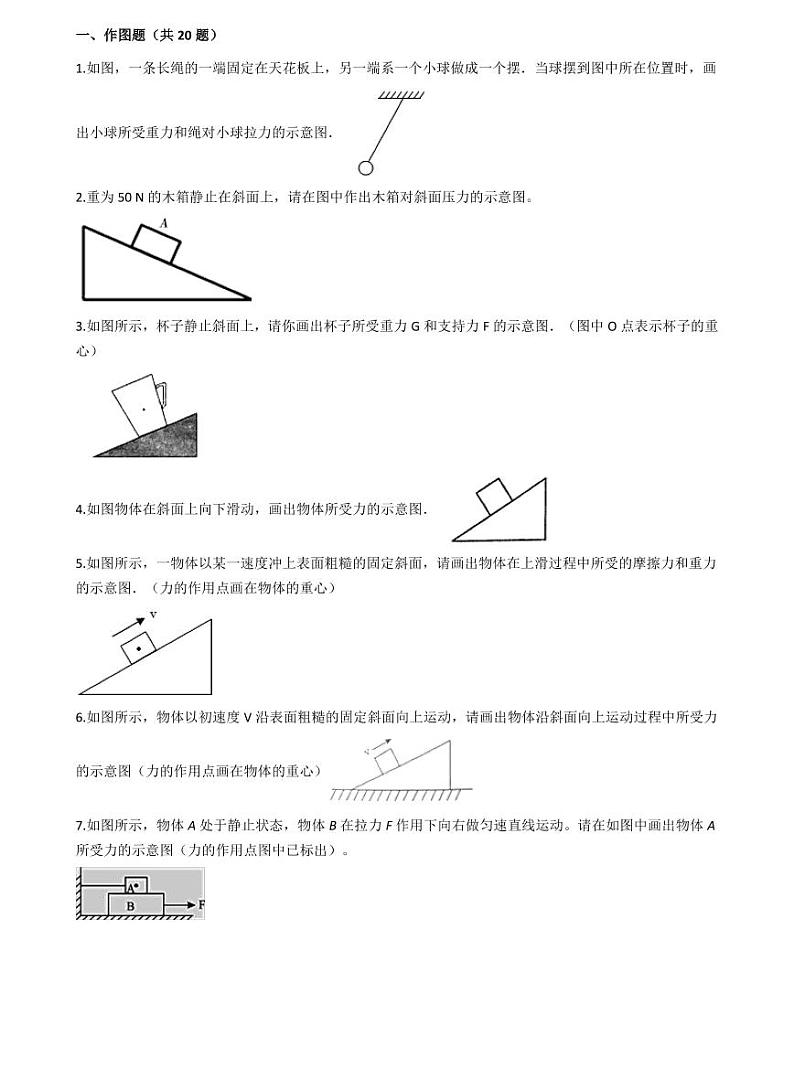 2021年中考物理重难点强化训练5 力学作图01