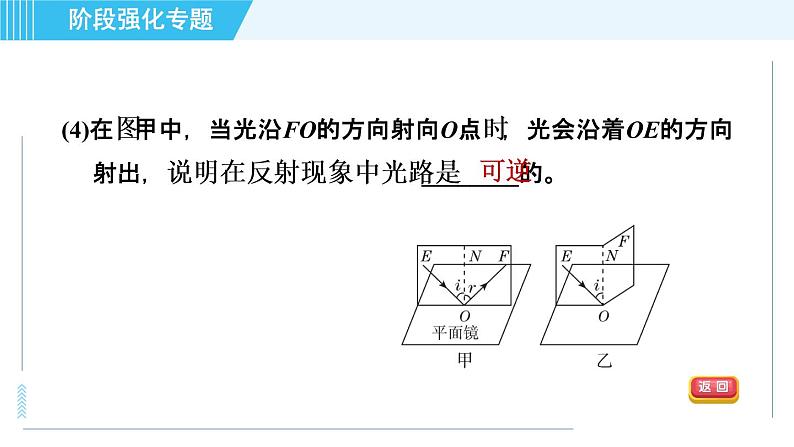 沪科版八年级上册物理课件 第4章 阶段强化专题（三） 专训1探究光的反射定律06