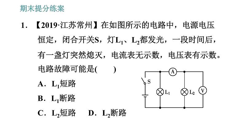 北师版九年级上册物理课件 期末提分练案 第2讲   第4课时   方法训练  检测电路故障的方法03