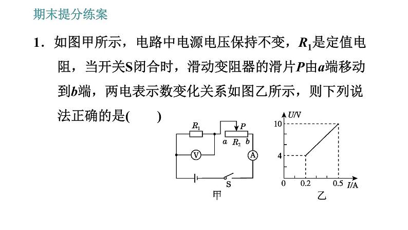 北师版九年级上册物理课件 期末提分练案 第4讲   第4课时   归类训练  常见电功率图像问题的归类03