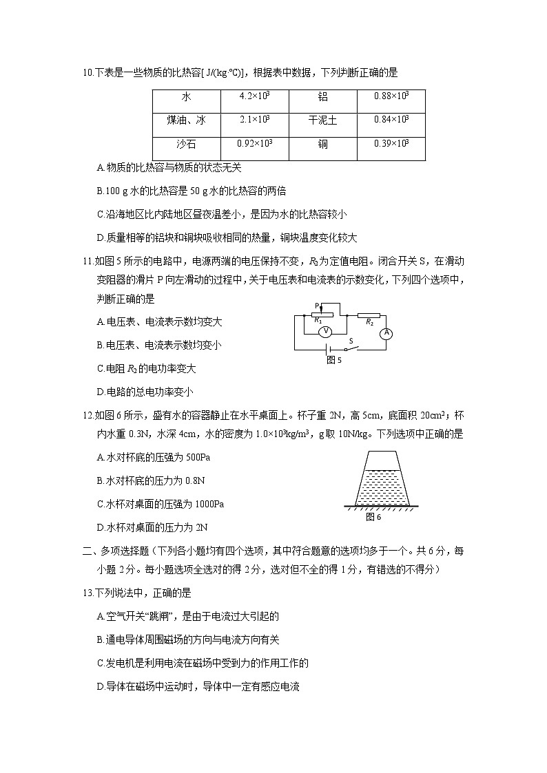 门头沟区2021届初三年级二模考试物理试题及答案第3页