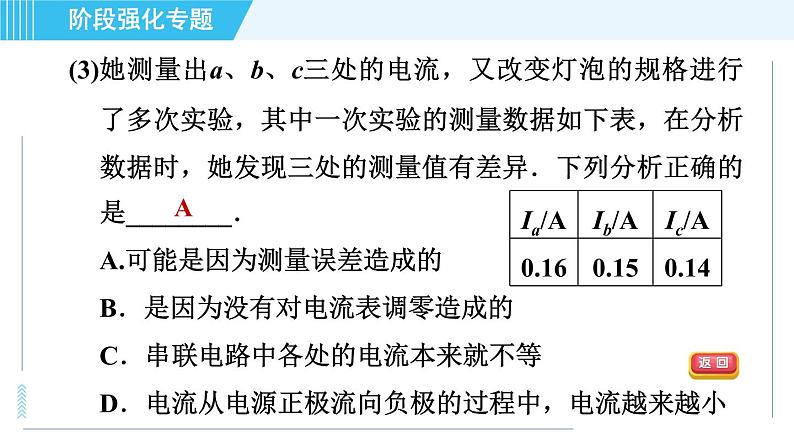 苏科版九年级上册物理课件 第13章 阶段强化专题（七） 专训2 探究串、并联电路的电流规律06