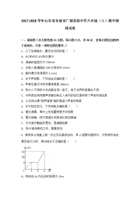 山东省东营市广饶实验中学2017-2018学年八年级（上）期中物理试卷（word版含答案解析）