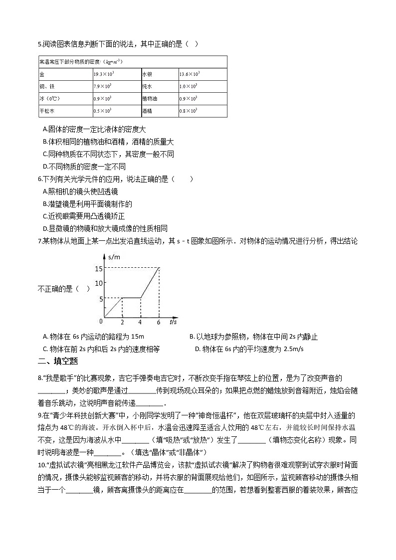 广东省汕头市潮南区两英镇2017-2018学年八年级上学期物理期末考试试卷（解析版）02