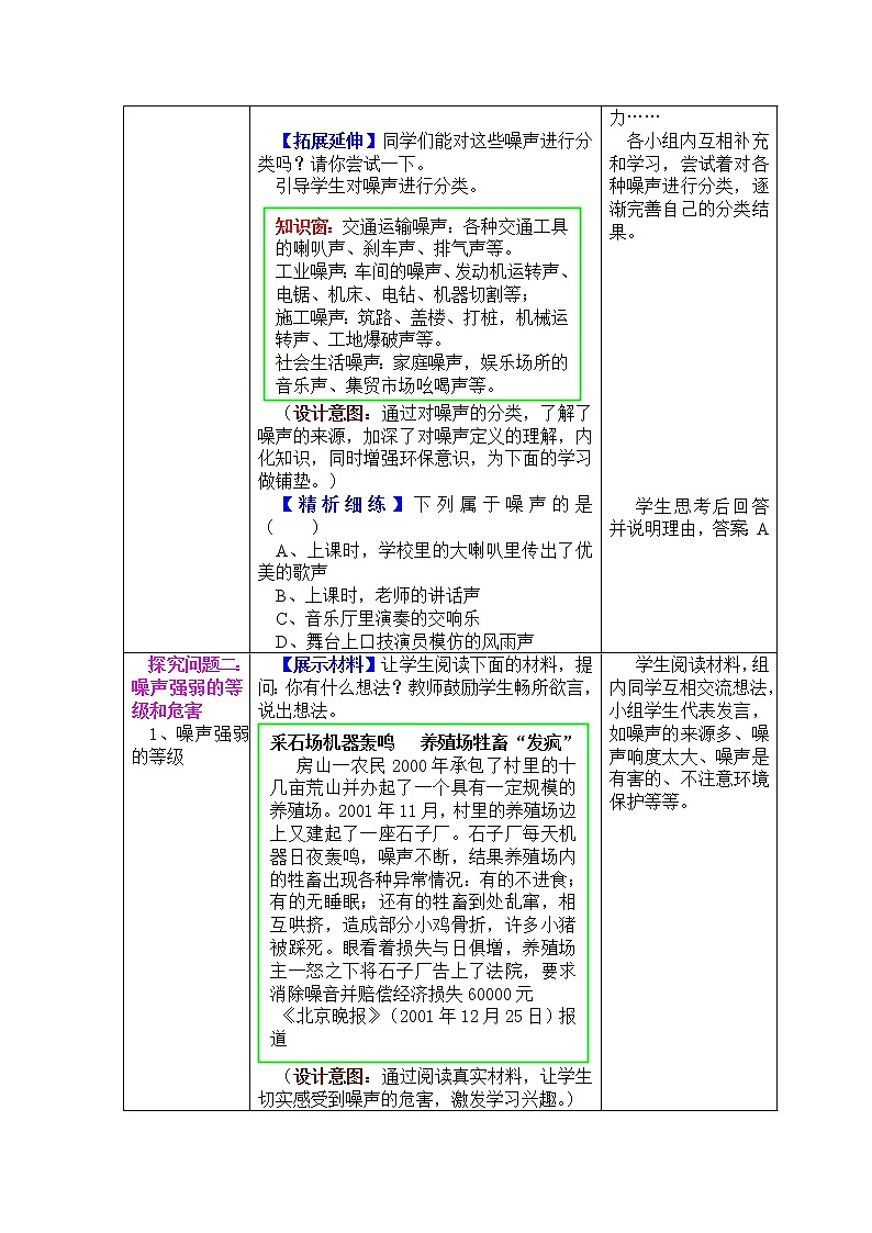人教版八年级上册物理2.4 噪声的危害与控制 教案 303