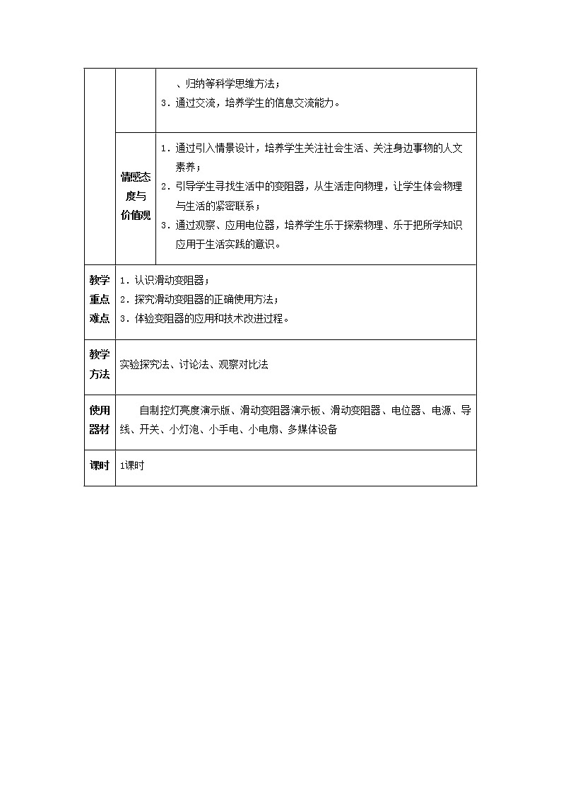 人教版初中九年级物理16.4 变阻器精品教案02