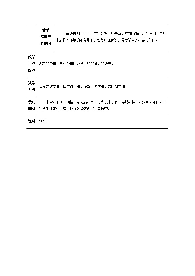 人教版初中九年级物理14.2 热机的效率教案02