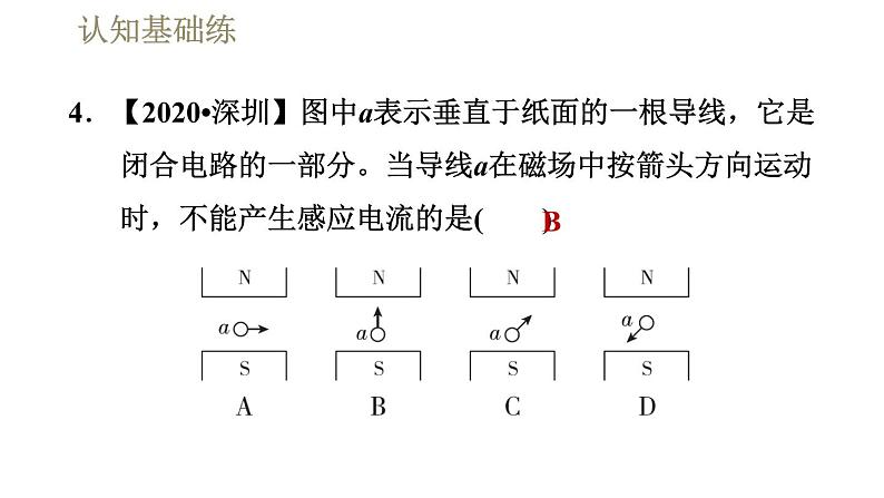 人教版九年级全一册物理习题课件 第20章 20.5磁生电第8页