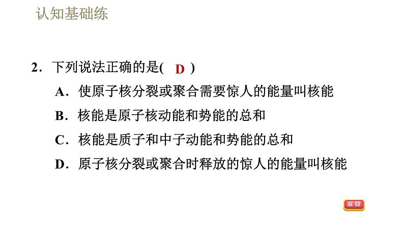 人教版九年级全一册物理习题课件 第22章 22.2核能第5页