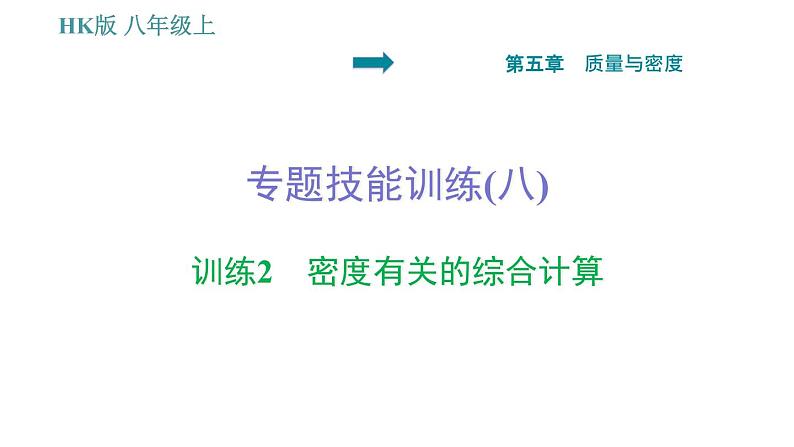 沪科版八年级上册物理习题课件 第5章 专题技能训练 (八) 训练2 密度有关的综合计算01