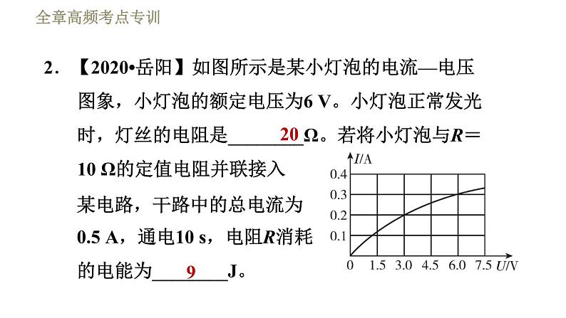 人教版九年级全一册物理习题课件 第18章 全章高频考点专训05