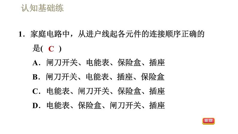 人教版九年级全一册物理习题课件 第19章 19.1家庭电路第3页