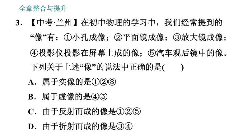 沪科版八年级上册物理习题课件 第4章 全章整合与提升07