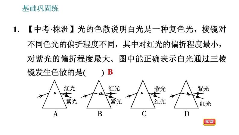 沪科版八年级上册物理习题课件 第4章 4.4 光的色散08