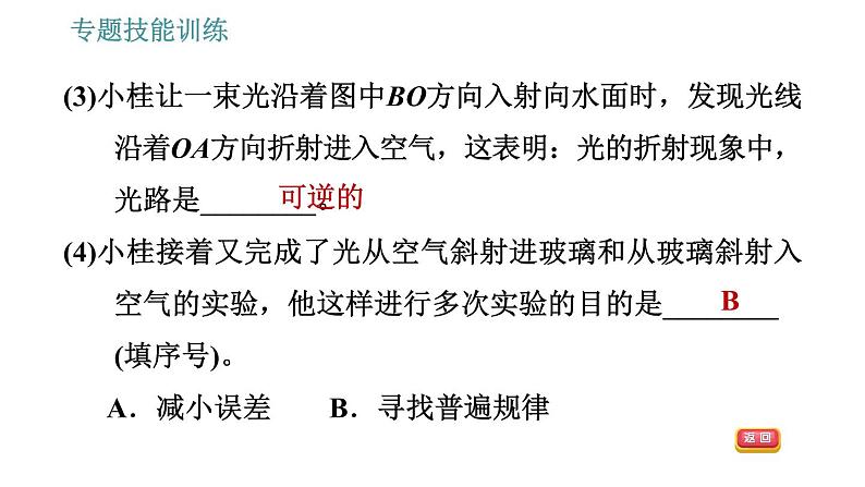 沪科版八年级上册物理习题课件 第4章 专题技能训练(五) 训练1 光的折射规律的探究05