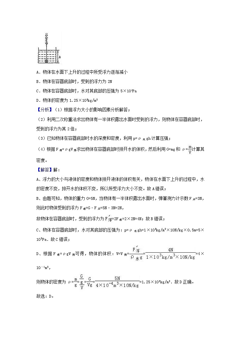 中考物理试题分类汇编专题18浮力和升力含解析03