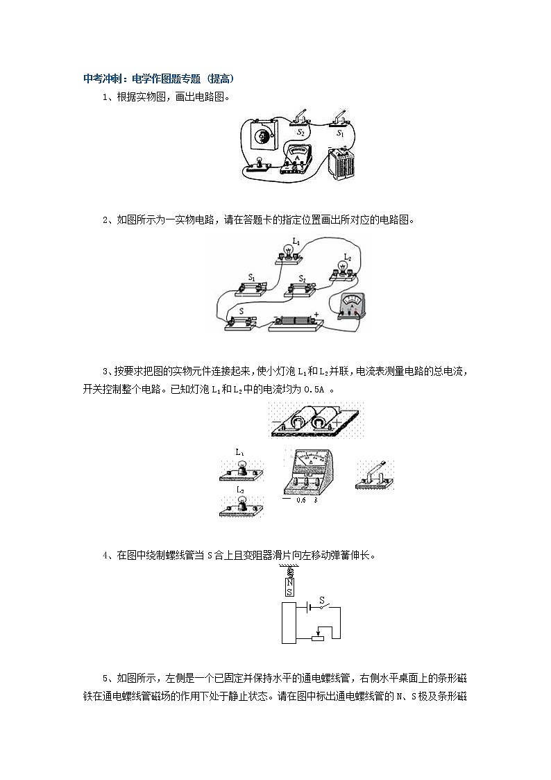 中考冲刺：电学作图题专题 (提高)01