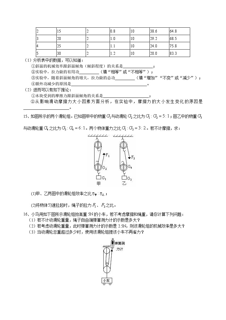 八年级下册人教版物理94【提高】机械效率--- 学案+习题03