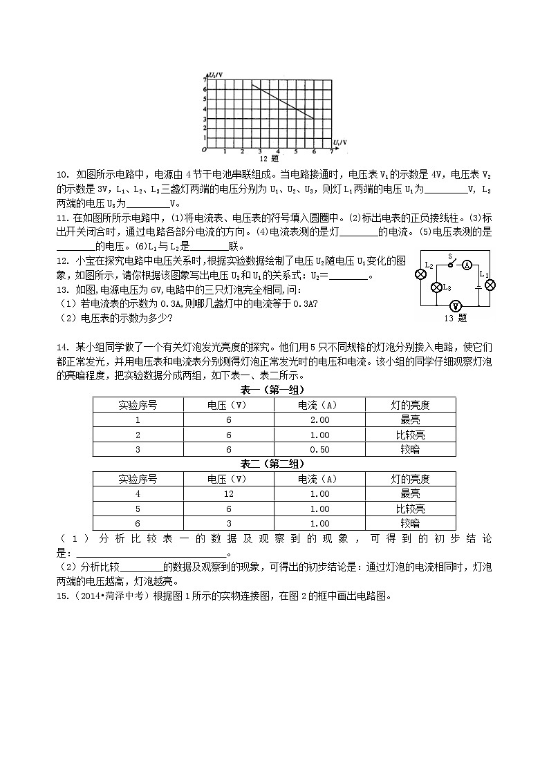 九年级全一册人教版物理23【提高】串、并联电路中电压的规律--- 学案+习题02