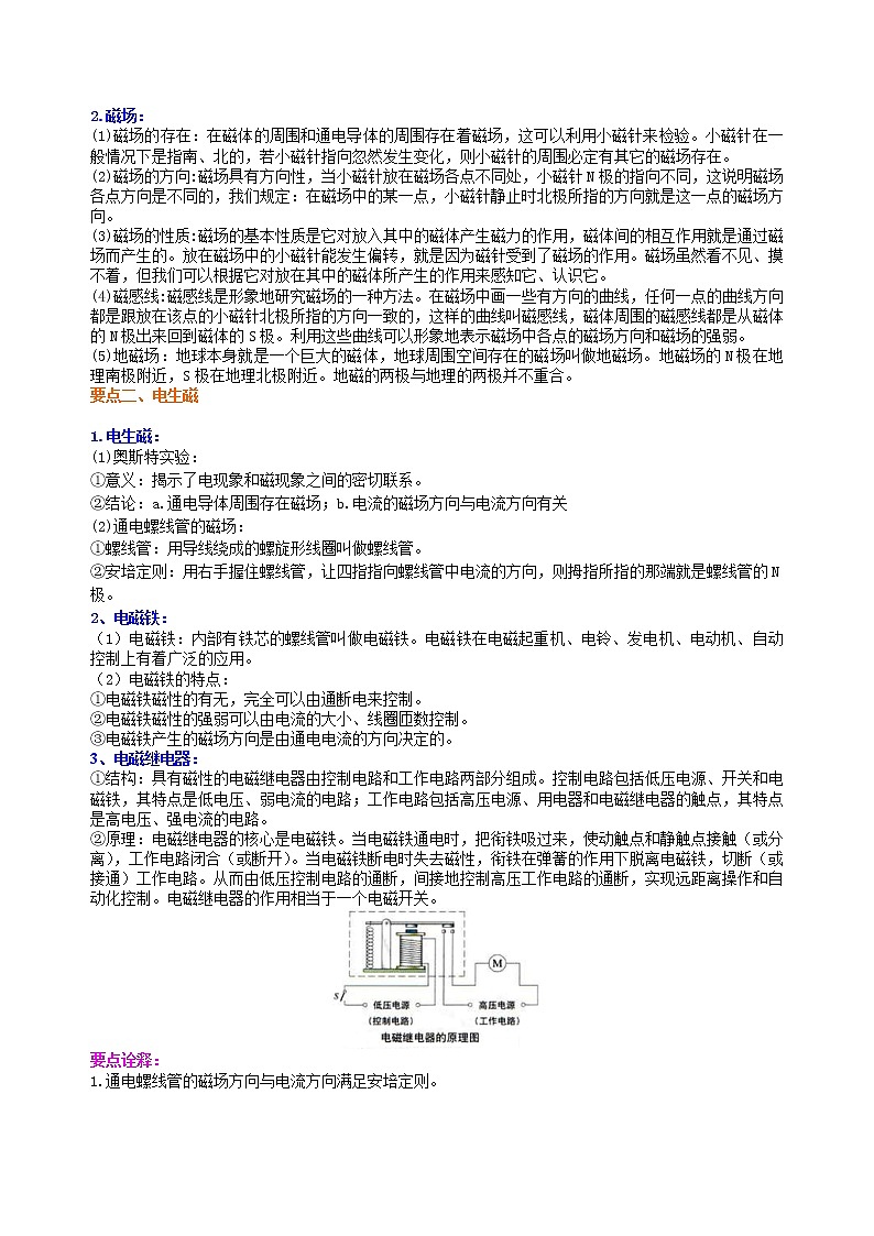 九年级全一册人教版物理45【基础】《电与磁》全章复习与巩固 学案+习题02