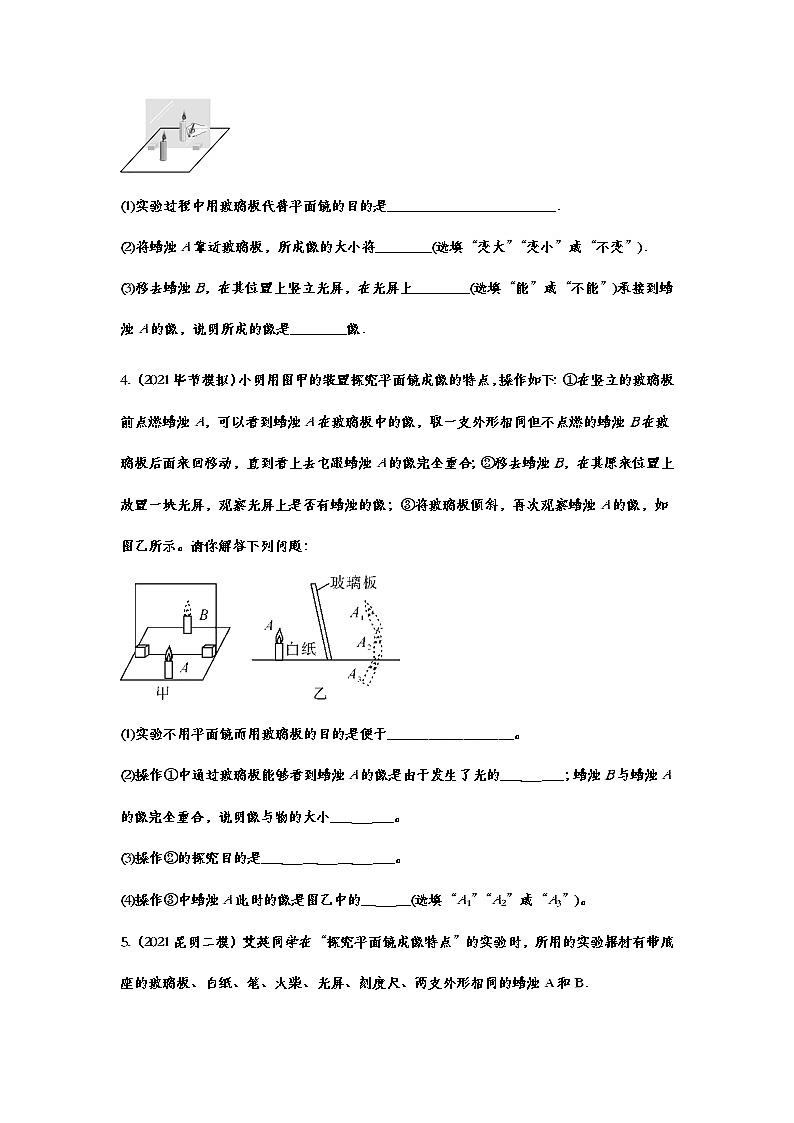 2021年中考物理实验专项复习——探究平面镜成像特点 练习02