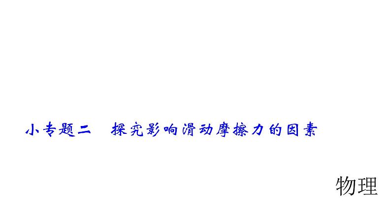 2018年中考物理小专题（2）《探究影响滑动摩擦力的因素》ppt课件（15页）第1页